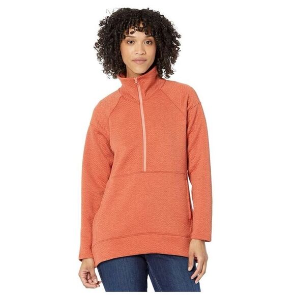 L.L.Bean Women’s FlexForward Quilted 1/2 Zip Pullover Sunset Coral Heather - Picture 1 of 11